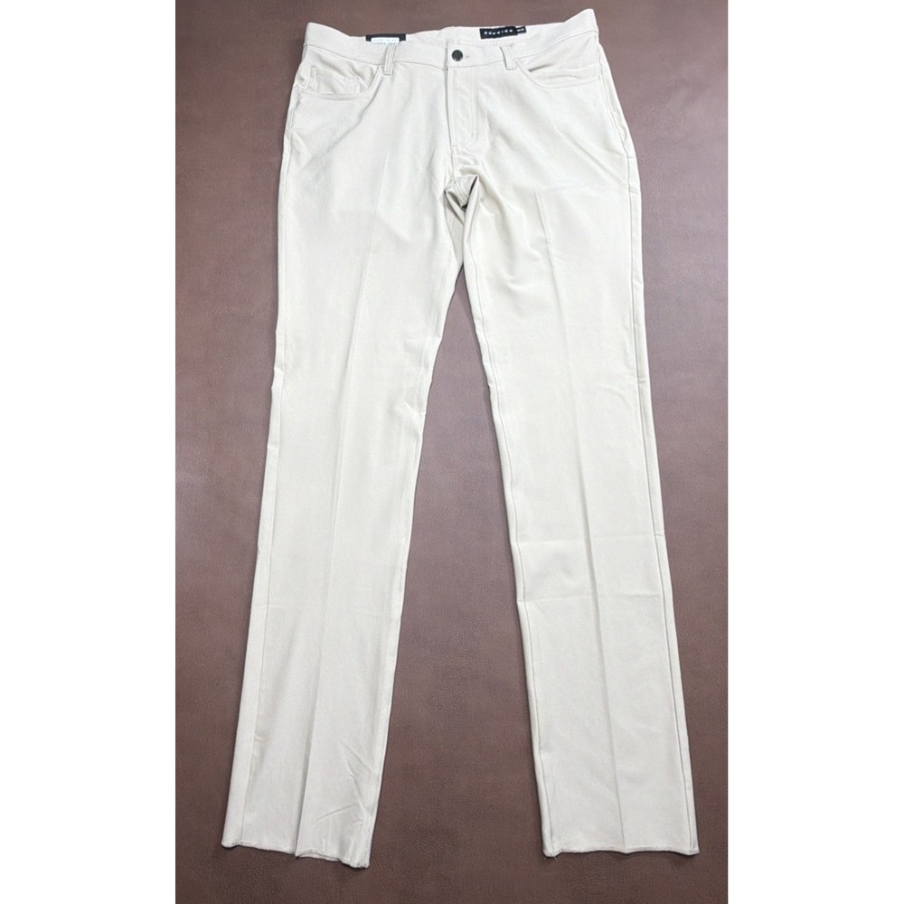 Dunning Golf Pants Performance 36 Tall Beige Modern Chino Stretch Unfinished Hem